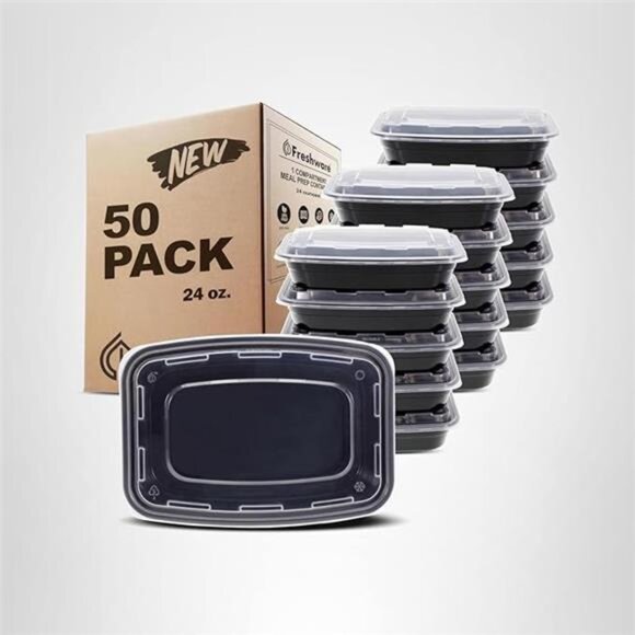 Meal Prep Containers 50 Pack Food Storage Bento Box BPA Free Microwave Safe - Picture 7 of 7